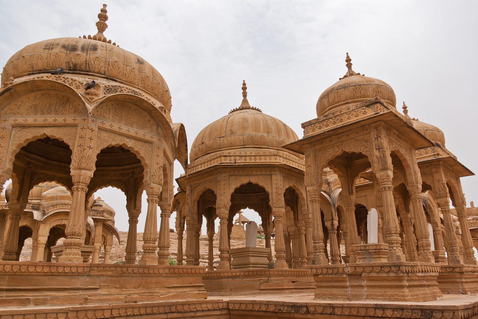 Row of domed royal cenotaphs at Bada Bagh near Jaisalmer