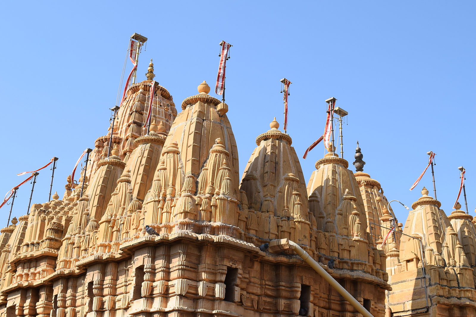 Carved sandstone spires of the Jain temples inside Jaisalmer Fort