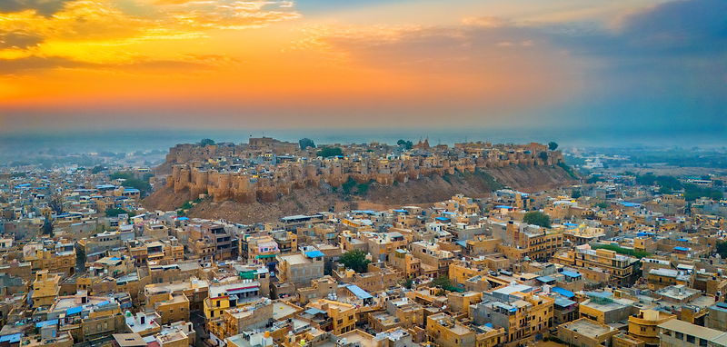Jaisalmer Fort above the golden city at sunset